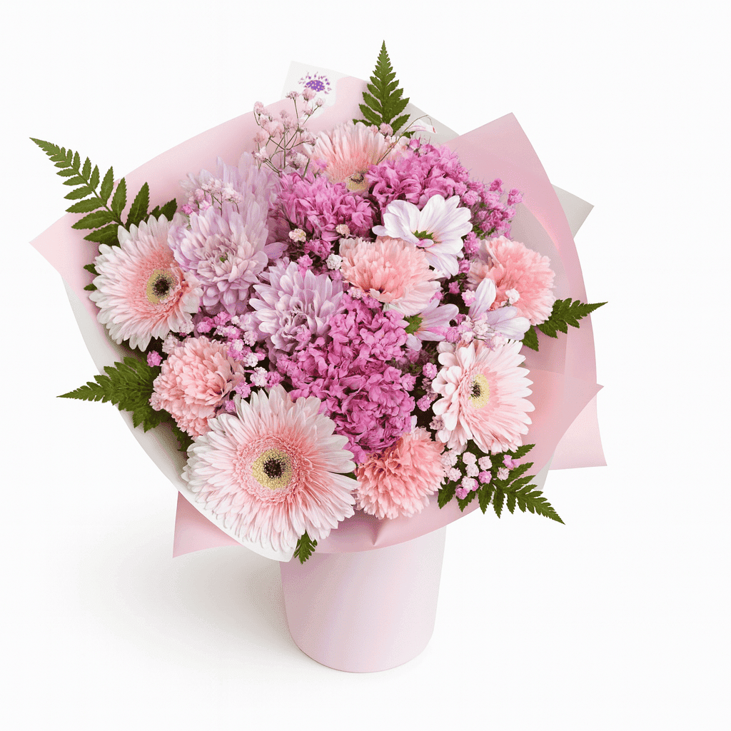 Ramo rosado de flores variadas