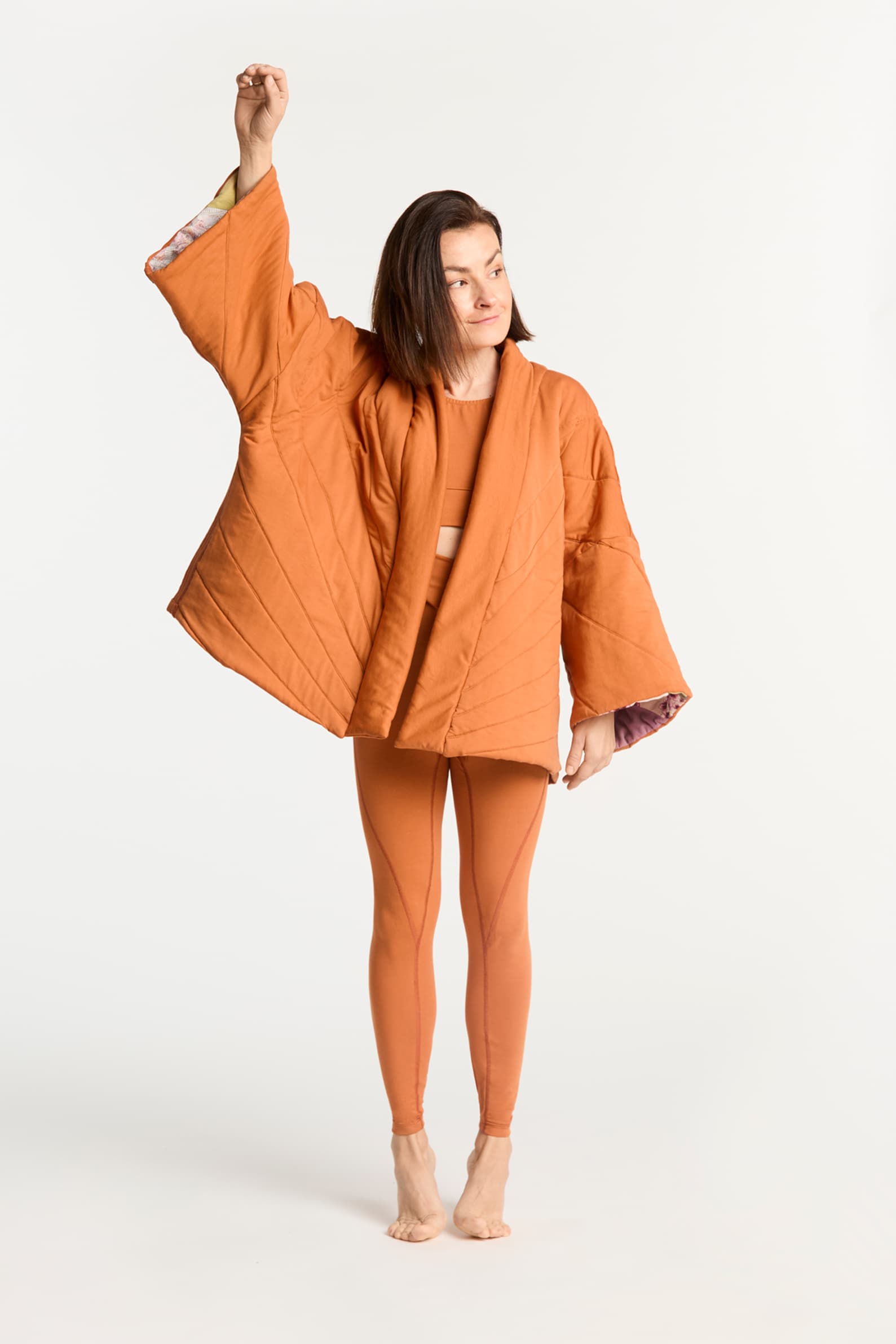 Kimono pikowane dwustronne bursztyn