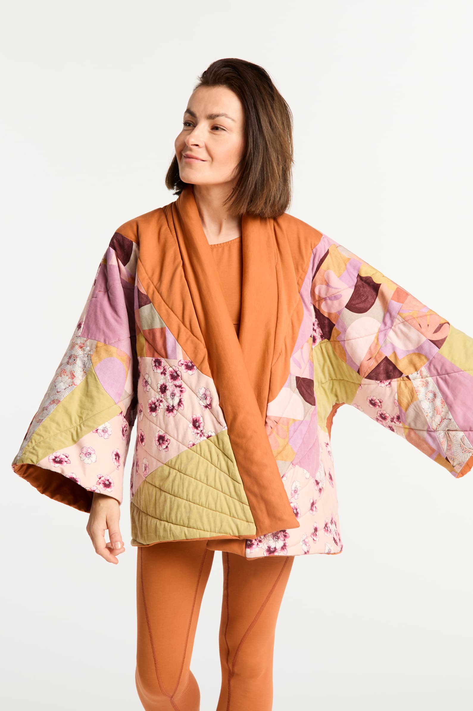 Kimono pikowane dwustronne bursztyn