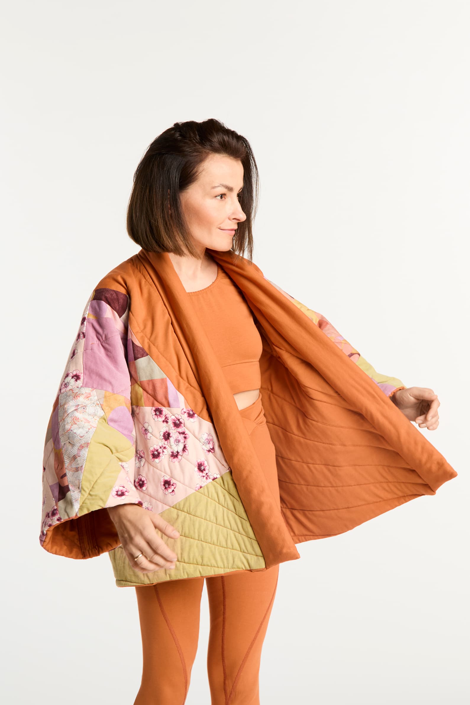 Kimono pikowane dwustronne bursztyn