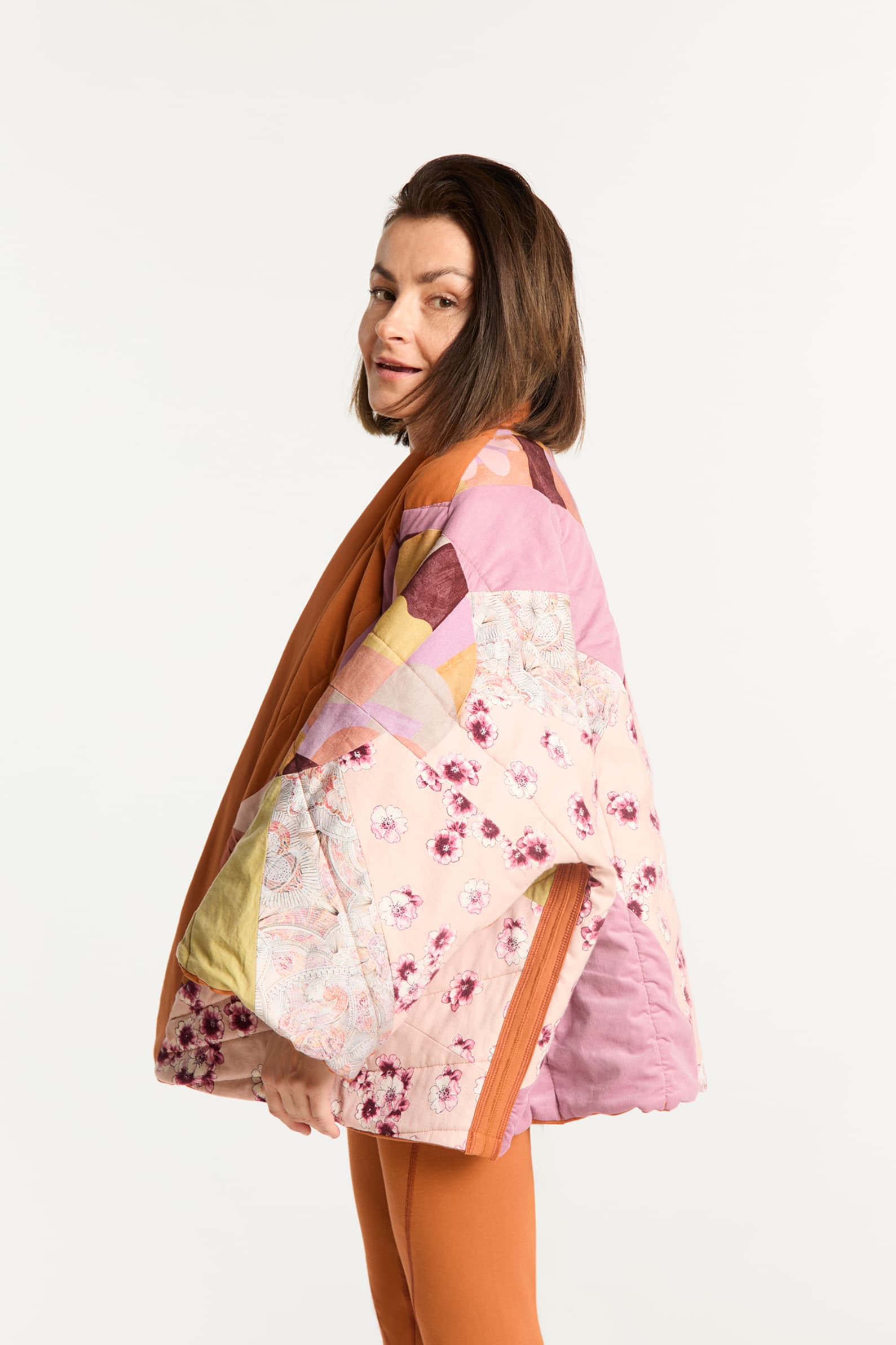 Kimono pikowane dwustronne bursztyn