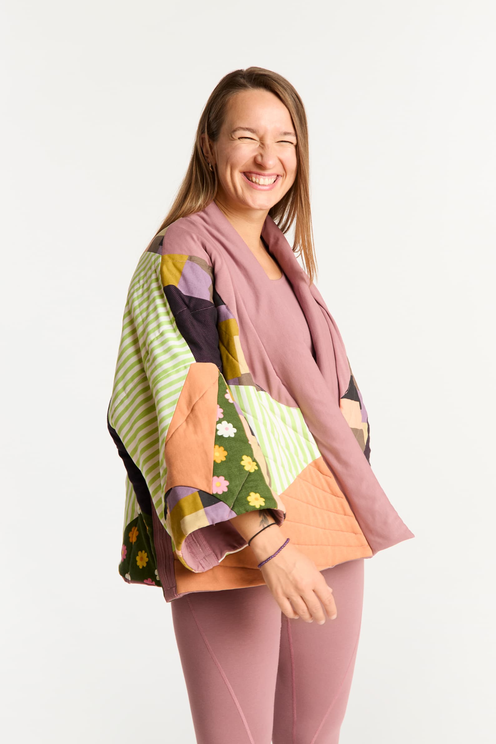 Kimono pikowane dwustronne wrzos