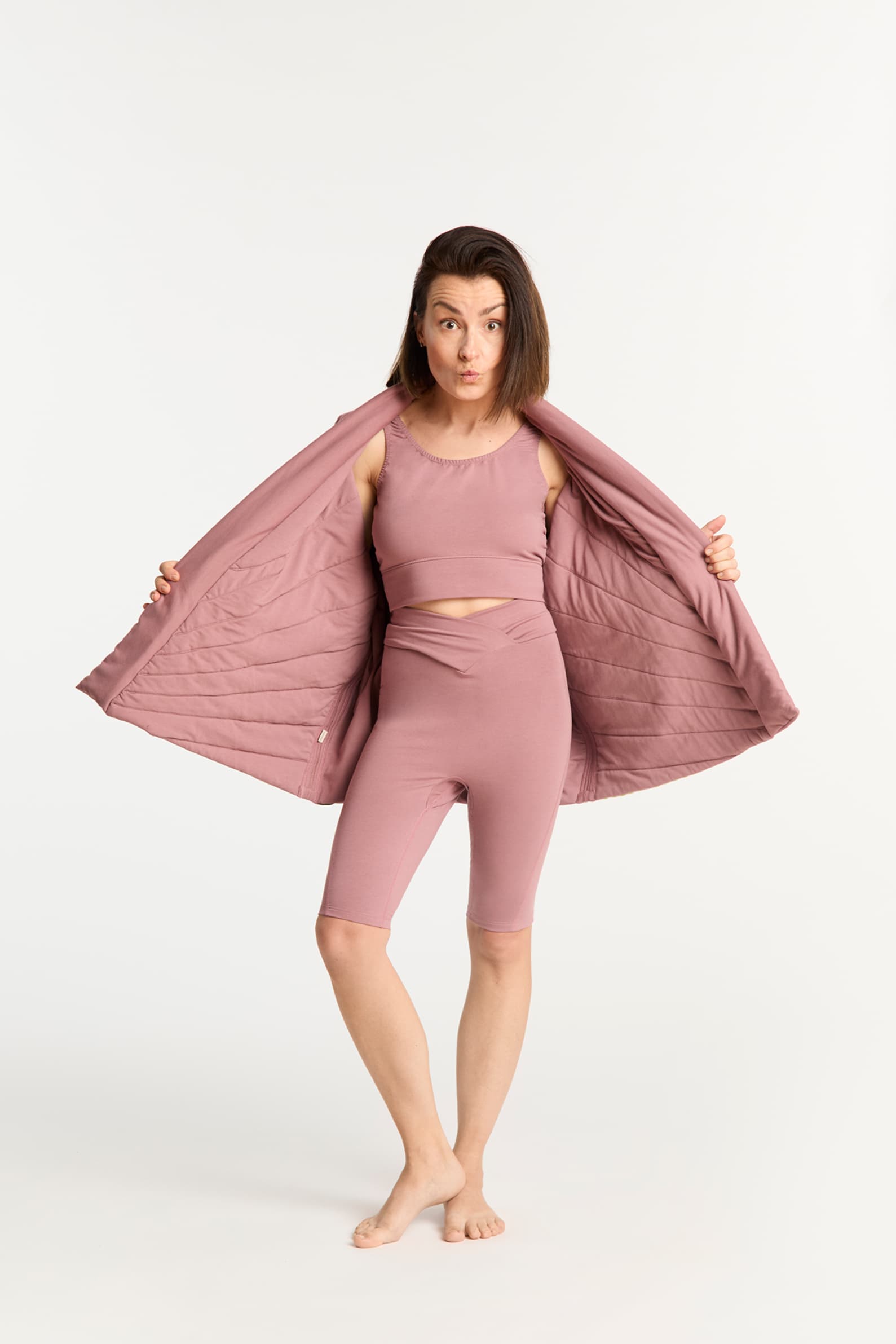 Kimono pikowane dwustronne wrzos