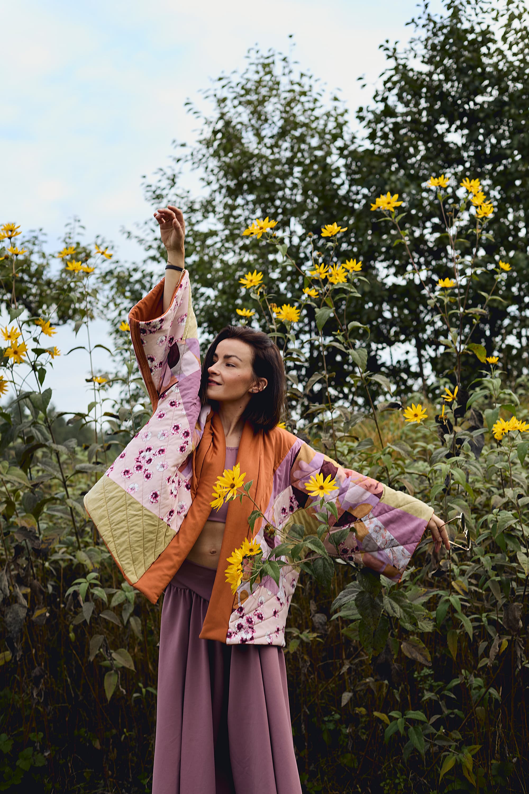 Kimono pikowane dwustronne bursztyn