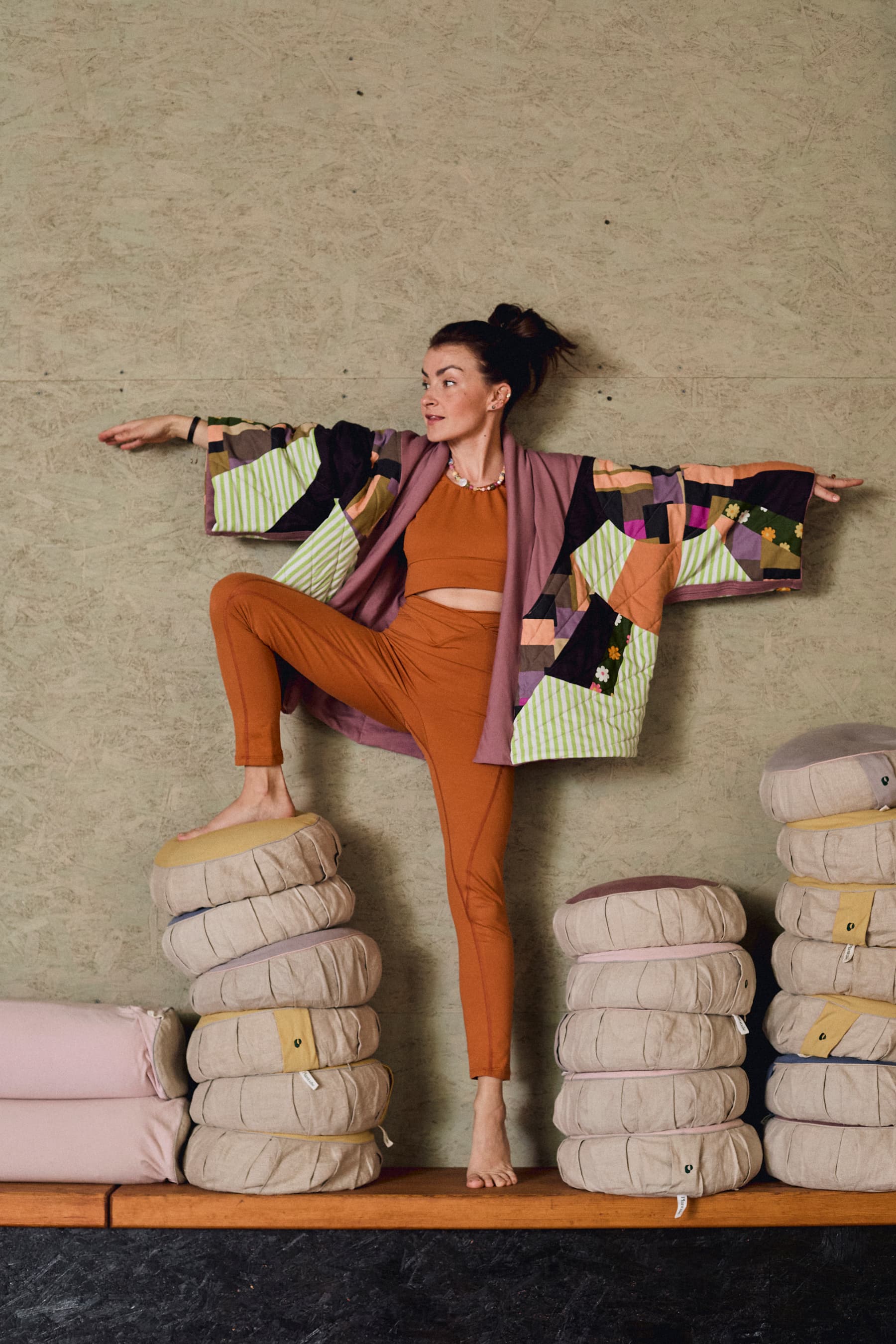 Kimono pikowane dwustronne wrzos